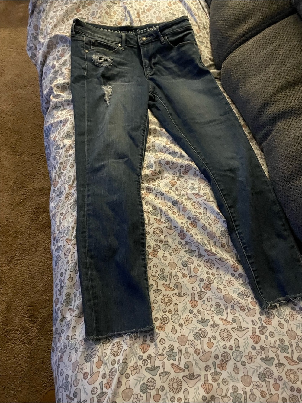 Society Black Wash Distressed Ankle Jeans